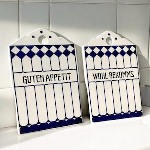 German lunch board - Bread board - Ceramic - Art Deco - Early 20th century - Wohl Bekomms and Guten Appetit