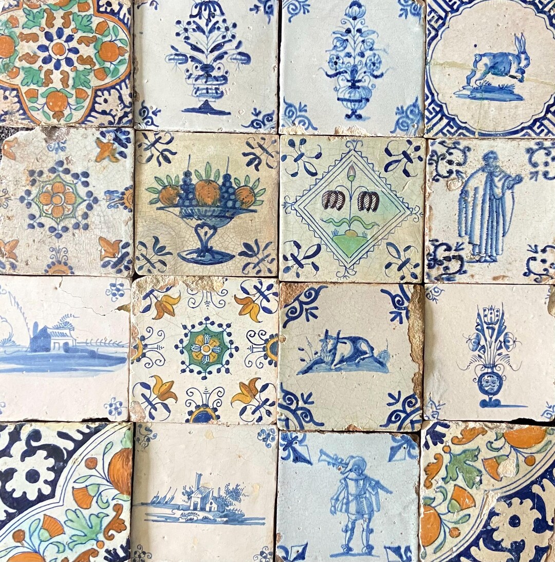 16 X 17th Century Delft Tile - Delftware - Wall - Kitchen - Fireplace ...