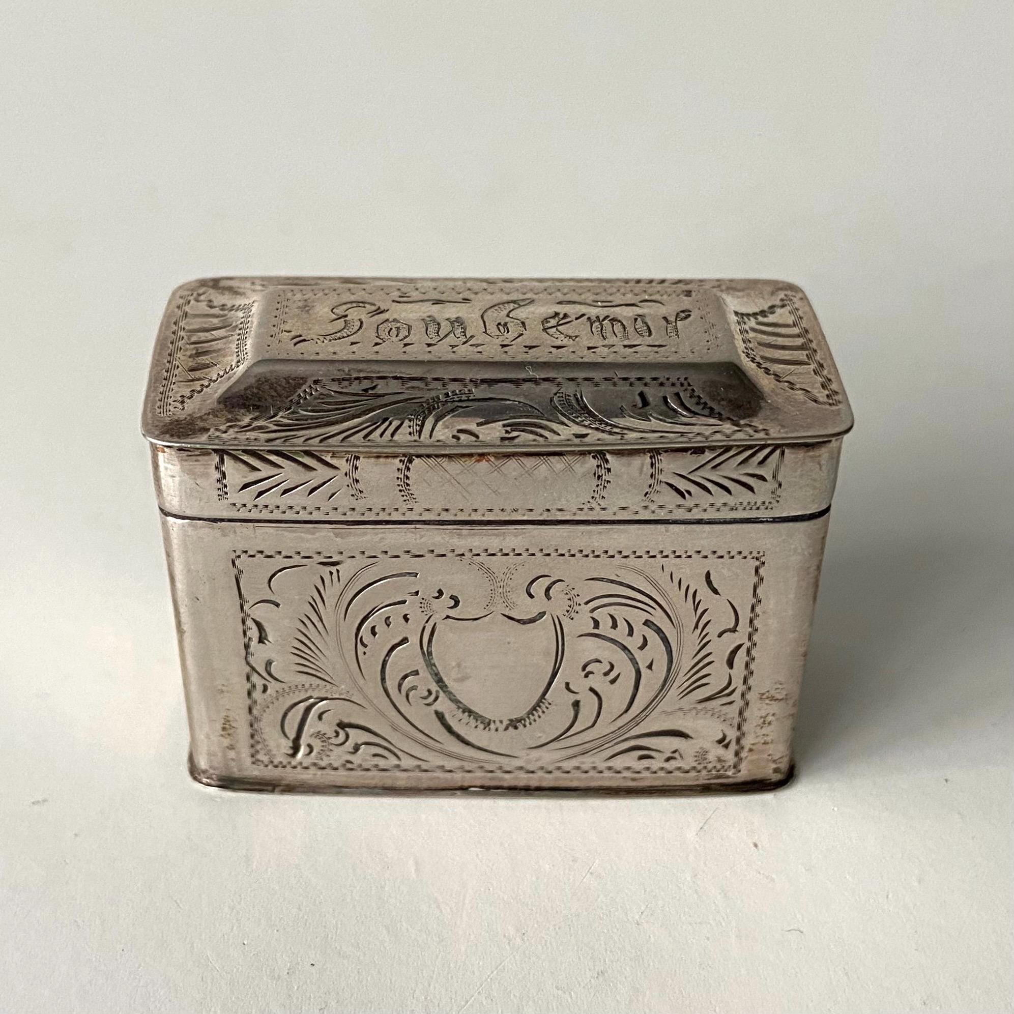Dutch silver box - Antique - Year letter D for 1863 - Soubenir - Souvenir - Rare inscription