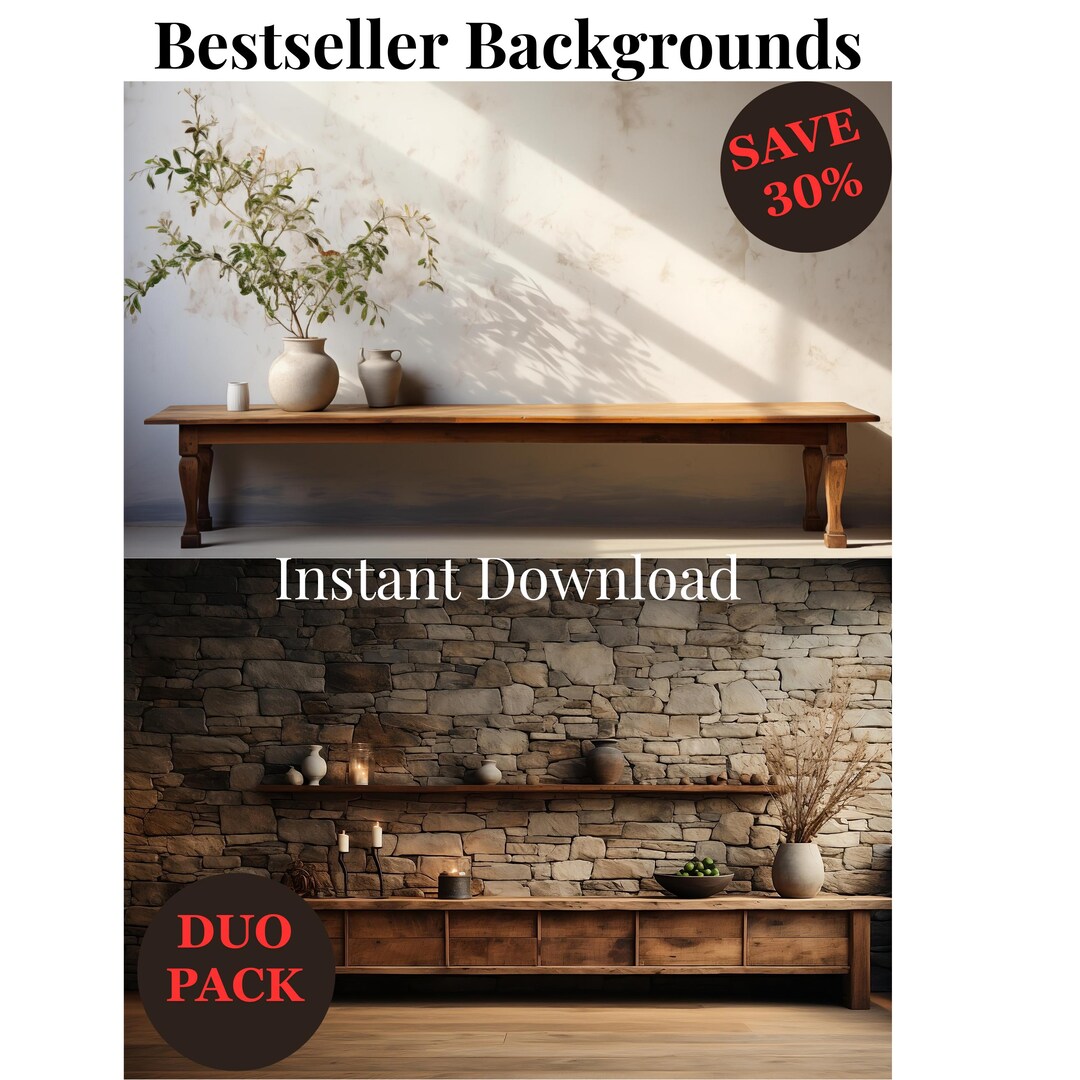 Serene Zen + Stone Wall Digital Background Duo | Bestseller Neutral ...