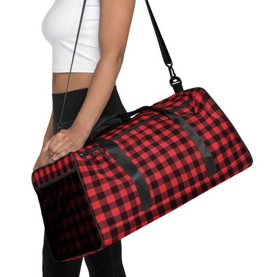 Highlander Voyage Buffalo Plaid Duffle Bag for Travel Fitness Weekend Getaway Gym Carry on only Winter Ski Trip