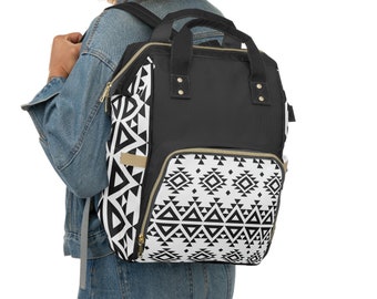 Backpack Black & White  - Travel Buddy - School College University  - Weekend Travel - Diaper Bag - Multi-Use - the bag you take everywhere!