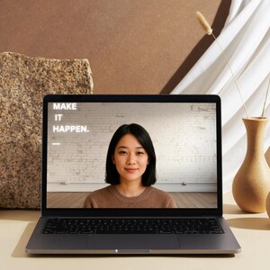 Motivational Neon Sign Virtual Background – 'Make It Happen' (Digital Download)