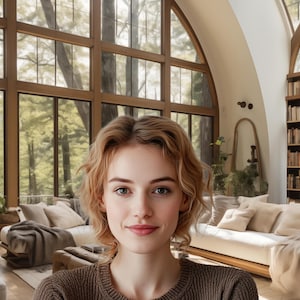 Forest View Retreat - Scenic Window View Home Office Virtual Background for Zoom and Teams, Peaceful Living Room Digital Backdrop - Relaxing