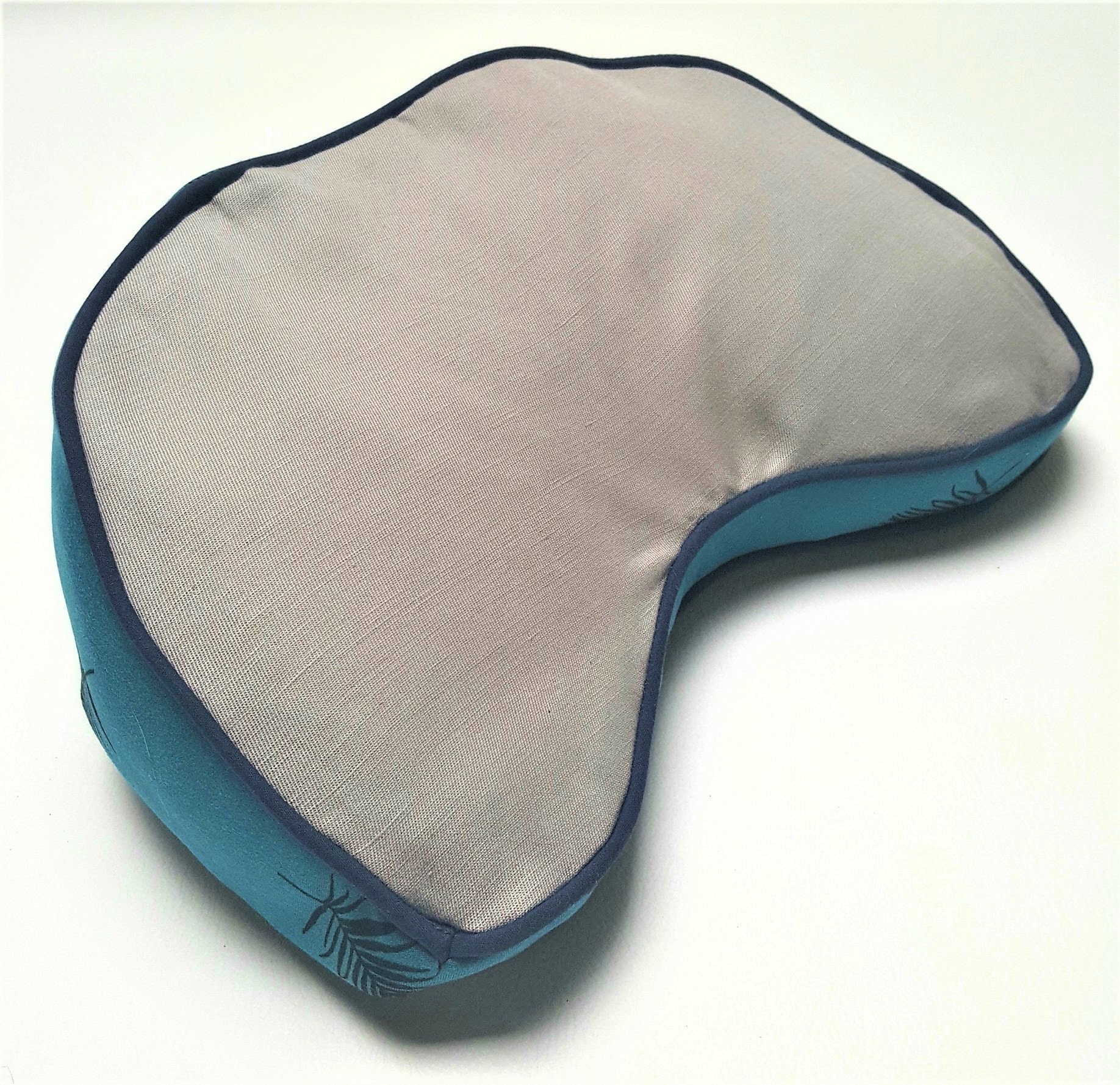 Zafu/Coussins de Méditation Demi Lune Enfant Plume Bleu