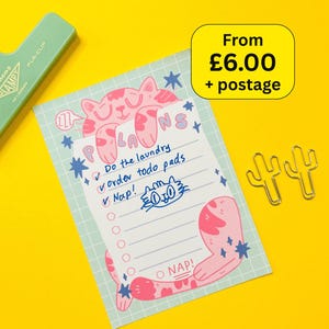 Sleepy Cat Todo List Pad, A6, FSC Approved
