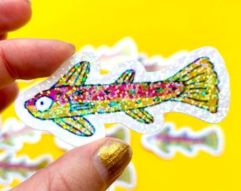Sparkly Fish Holographic Vinyl Stickers, Gloss Sticker, 8cm