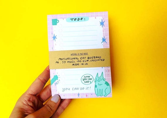 Purrfect Todo List Pad, A6, Manufactured in UK, Fully Recyclable