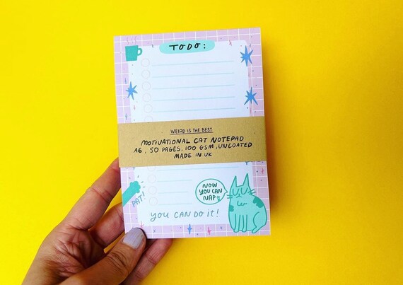 Purrfect Todo List Pad, A6, Manufactured in UK, Fully Recyclable