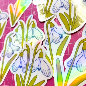 Stickers vinyle holographique perce-neige, brillant, 8 cm