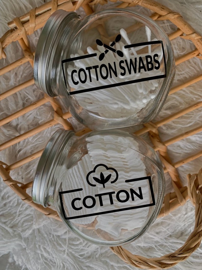 Cotton & Cotton swabs jars bathroom organizing glass jar Etsy