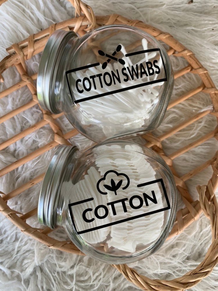 Cotton & Cotton swabs jars bathroom organizing glass jar Etsy
