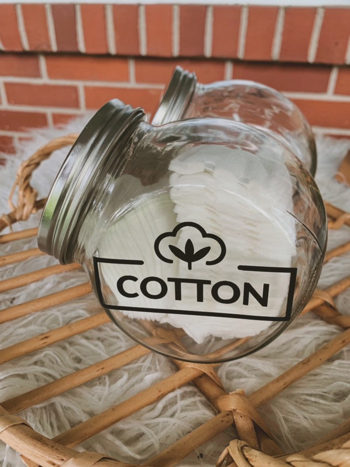 Cotton & Cotton swabs jars bathroom organizing glass jar Etsy