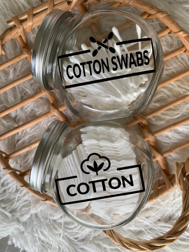 Cotton & Cotton swabs jars bathroom organizing glass jar Etsy