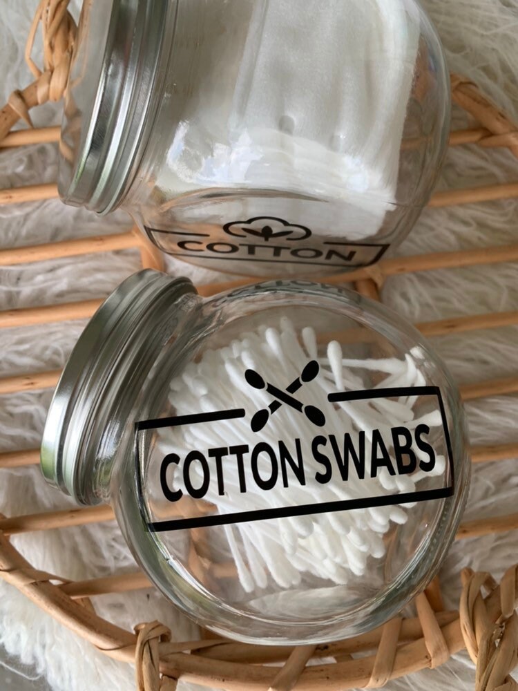 Cotton & Cotton swabs jars bathroom organizing glass jar Etsy