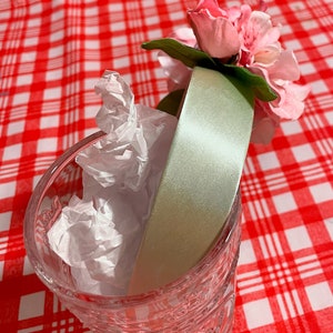Simple Pastel Lime Green and White Polka Dot Headband with Pink Hydrenga Blooms, Spring, Summer, Leaf