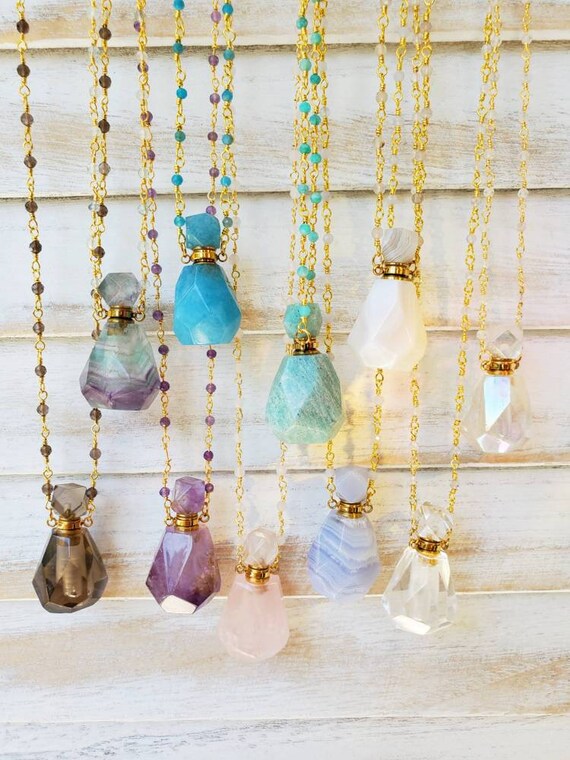 Crystal Perfume Bottle Necklace 