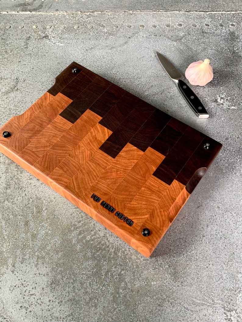 Black Walnut and Cherry End Grain Wooden Cutting Board / Etsy