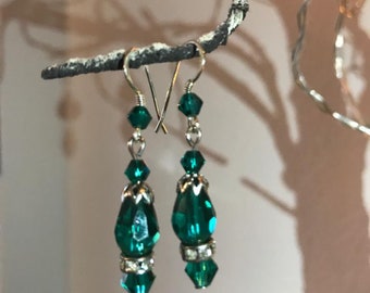 Green Crystal Earrings