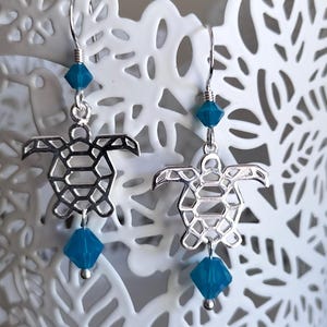Earrings with origami turtle in different colors