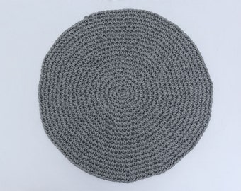 Handmade Light Charcoal Gray Cotton Placemats (Set of 4 or 6) - Round