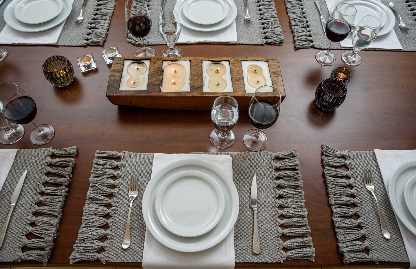 Light Charcoal Gray Cotton Placemats set of 6 Tassels Etsy