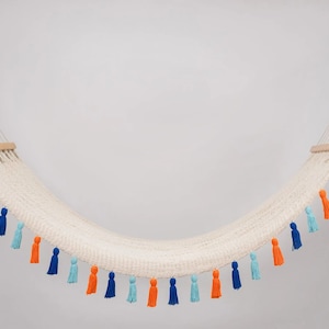 Handcrafted Cotton Hammock with Inspired Tassels & Wooden Bar (2 Designs) - Handmade by Artisans - Interior or ourdoor hammock.