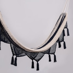 Colonial Handwoven Cotton Navy Blue Cotton Hammock - Handmade by Artisans - Macrame Hammock, Perfect for Interior and Outdoor.