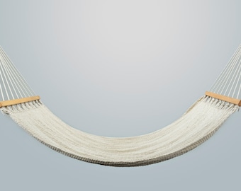 Handmade Natural Cotton Hammock with Wooden Bar (Multiple Colors) -  Interior and Outdoor Hammock