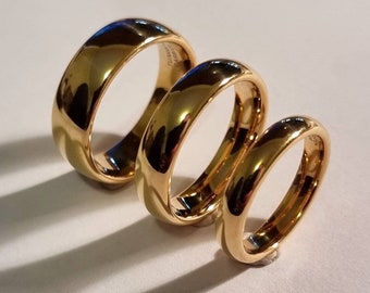 Traditional Wedding Band Gold Plated Tungsten  Mens or Womens, Comfort Fit, Unisex Wedding Band.