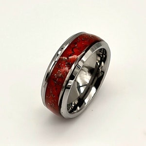 Handmade Meteorite Tungsten ring. Set with genuine meteorite dust