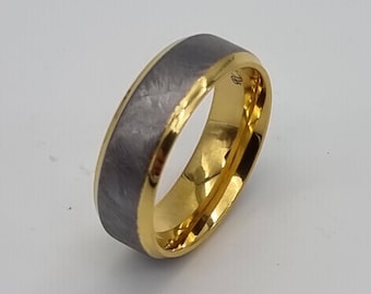 Tantalum and gold ring, Gold plated dark blue grey pure Tantalum wedding band.