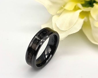 Memorial Ring -  Handmade Meteorite ceramic ring. Set with genuine meteorite dust