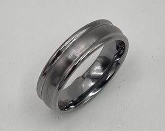 Tantalum Wedding Ring, dark blue grey pure Tantalum wedding band.