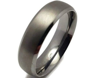 Tantalum Ring, brushed matt finish, dark blue grey pure Tantalum wedding band.