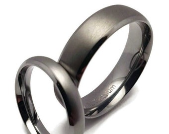 Tantalum Ring, Matt finish, Matching pair, dark blue grey pure Tantalum wedding band.