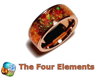 Opal & Copper Ring: Fire Element Wedding Band