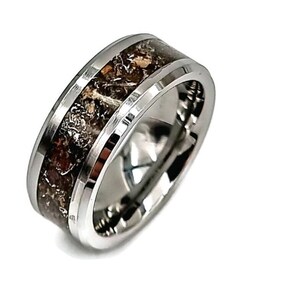 Handmade Dinosaur Bone and Tungsten Carbide ring. Set with genuine dinosaur bone -with or without meteorite