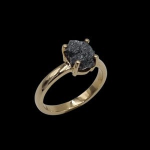 Raw uncut black diamond ring