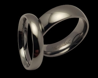 Tantalum Wedding Band: Dark Blue Grey Polished Ring