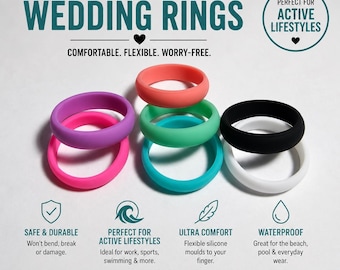 6 mm silikonvigselring | Flexibel gummivigselring | Gymring | Arbetssäkerhetsring | Vattentät ring för aktiv livsstil | Herr- och damring