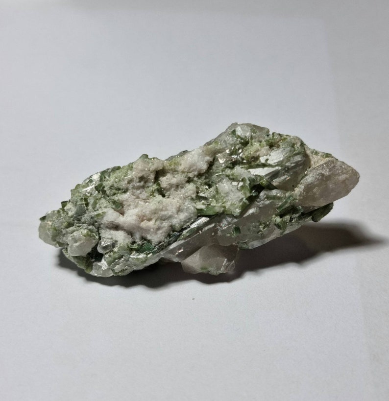 Green Tourmaline on Matrix Tourmaline mineral specimen crystal specimen.