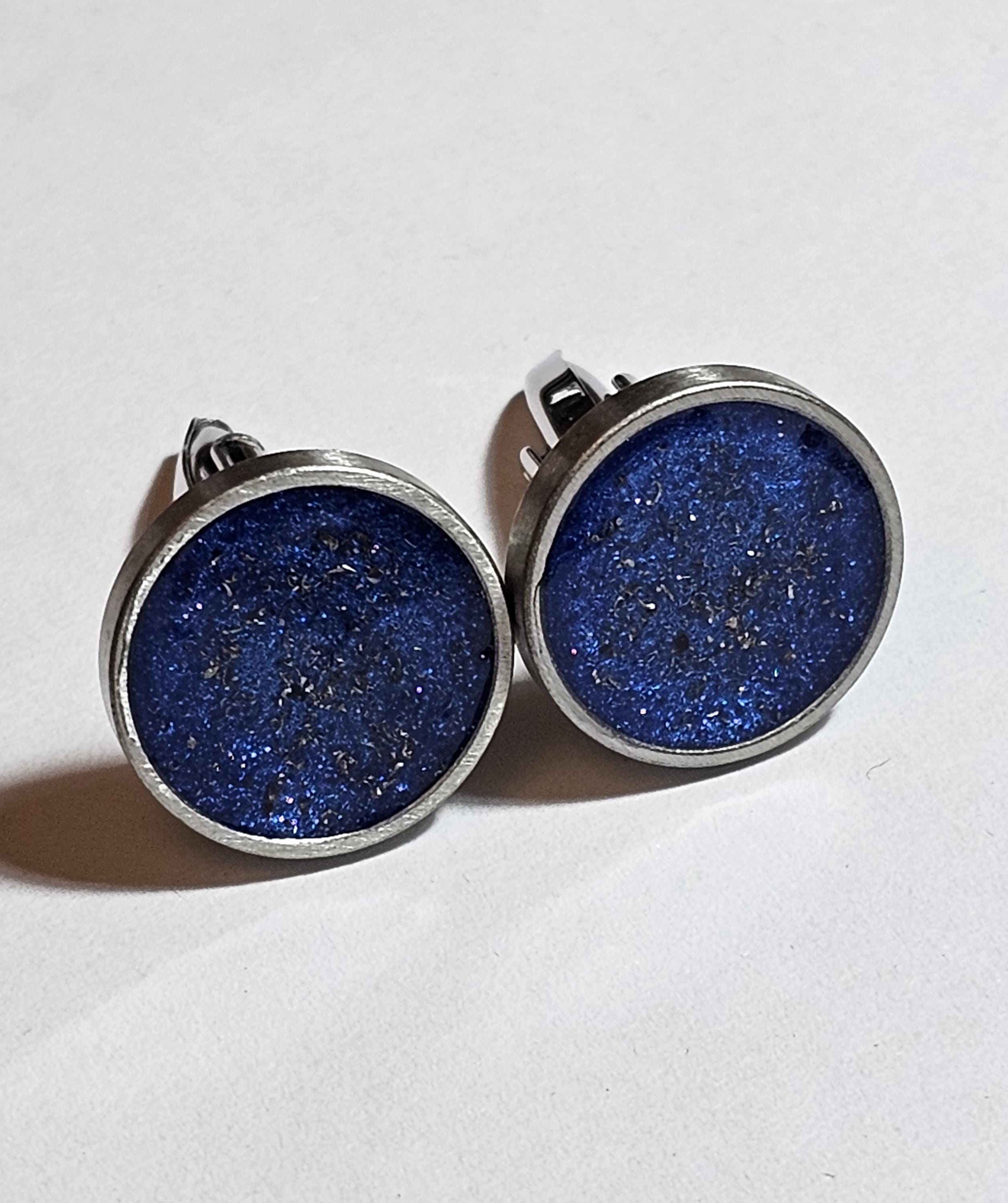 Cufflinks, meteorite inlaid cufflinks