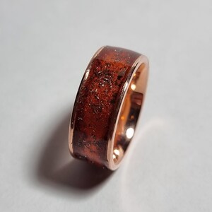 Handmade Meteorite Copper ring. Set with genuine meteorite dust