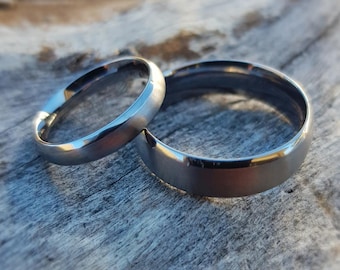 Tantalum Ring, Matt finish, Matching pair, dark blue grey pure Tantalum wedding band.