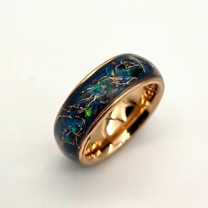 Black Opal Copper Ring: Comfort Fit Wedding or Engagement Band