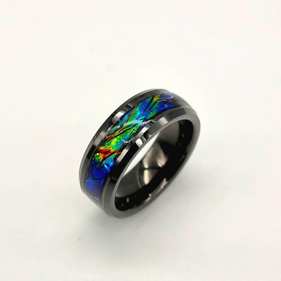 Handmade Dichroic Custom Inlay Ring - Etsy