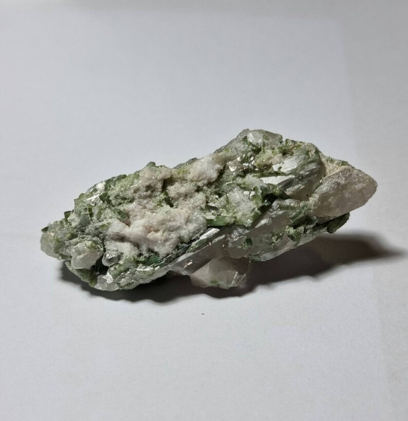 Green Tourmaline on Matrix Tourmaline mineral specimen crystal specimen.