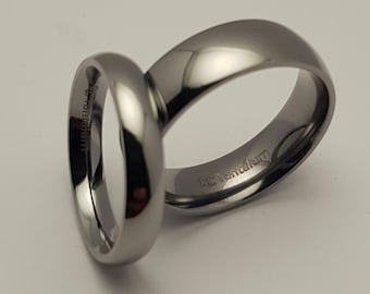Tantalum Ring, Polished mirror finish, Matching pair, dark blue grey pure Tantalum wedding band.