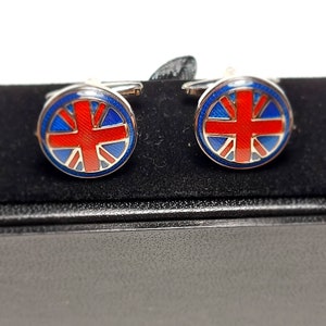 Union Jack Cufflinks: Silver Stainless Steel Groomsmen Gift